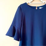 Charles Henry  | Navy Blue Flutter Sleeve Ruffle Hem Shift Dress Sz L Photo 2