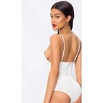 superdown  Rocky Denim Spaghetti Strap Bodysuit White Womens Size XS Photo 4