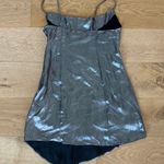 Urban Outfitters  - Mallory Shiny Satin Asymmetrical Mini Dress in Silver Photo 3