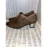 All Black Shoes Women's 8.5 EU 39 Beige‎ Leather Slip On Silver Metallic Heel Brown Photo 1