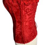 Fredericks Hollywood Dream Sweetheart Corset 32 Red Jacquard Lace Hook Closure Photo 7