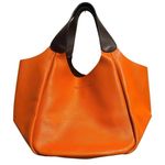 Cruciani Calfskin Leather Milano City Bucket Bag Tote Orange Boho Suede Luxury Photo 0