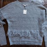 BB Dakota  Candance Fringe Gray Sweater Photo 4