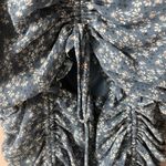 Blush Blue & Cream Floral Print Ruched BodyCon Mini Dress Size L EUC Photo 4