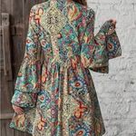 SheIn  Blue and Orange Tiered Ruffled Long Sleeve Dress Photo 1