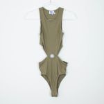 Princess Polly  Green Cutout Sleeveless Ribbed Oriana Bodysuit Womens‎ Size 4 Photo 3