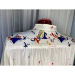 Shirt dress 1970s nautical birds sail boat white red blue Size XL Photo 6