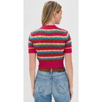 Mother The Mock 10 Laser Beam Striped Short Sleeve Sweater Pink Size XS Photo 9