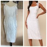 Lulus NWOT Gorgeous Persona White Satin Jacquard Tie-Strap Midi Dress Photo 1