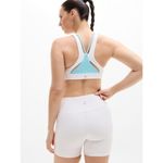 Athleta  M Flex Spacer Tipped Sports Bra Bright White Aqua Blue Medium Cup A-C Photo 3