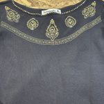 Joseph A  Black Knit Beaded Embellished Top Gold Embroidery Medium Vintage Y2K Photo 13