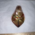 Vintage‎ Art Glass Hand Painted Pendant Gold Photo 1