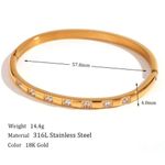 Boutique NEW Elegant Gold Plated 316L Bangle Bracelet Square Simulated Diamonds, 6-9” Photo 6