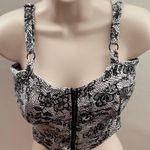 Zenana Outfitters The Arte by Black White Lace Zip Front Bustier Corset Crop Top, size S Photo 0