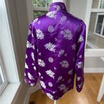 Vintage Purple Black Chinese Embroidered Silk Bed Jacket Handmade Reversible Photo 5