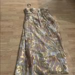 Oleg Cassini  Metallic Foil Chiffon Maxi Dress - 8 Photo 8