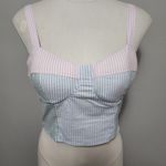 SO  mixed stripe oversized button down and bralette size medium Photo 10