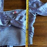 Urban Outfitters  Bohemian Light Blue Satin Style Crop Top blouse Size Medium Photo 3