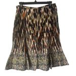 Dana Buchman Women's Size 4 Hippie Boho Artsy Brown Green Above Knee Skirt Photo 3