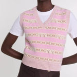 Maje  Sleeveless V Neck Wool Sweater Vest Pink Top Sz L Photo 0