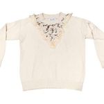 Molly Bracken  Cream Sequin & Lace sweater Small S pretty warm apres ski lodge Photo 0