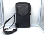BRAND black leather travel bag w/adjustable strap Photo 15