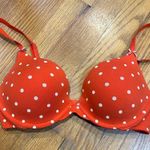Victoria's Secret  Push Up Bra Red White Polka Dog Size 34C Photo 7