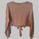 SheIn Tie-Knot Drop Shoulder Rib-knit Long Sleeve Cropped Sweater Photo 4