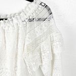 Parker Jordanna White Crochet Lined Body Sheer Long Ruffle Sleeves Blouse XS Photo 5