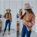 Aerie Fuzzy Feels Mohair Wool Knit Oversized Varsity Stripe Sweater Loose Chunky Photo 1