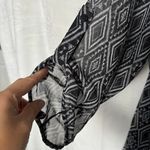 Bongo Plus Roll Tab Sleeve Tunic Blouse Sheer Geometric Boho Chic Flowy Top 1X Photo 1