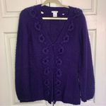 Oscar de la Renta Vintage  Purple Cashmere Plunge Neckline Sweater Size M Photo 1