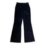 ZARA  Velvet Pants Flare Leg Black High Rise Pockets Cotton Black Medium NWT Photo 1