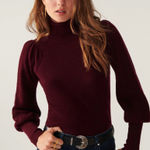 Ba&sh  Eden sweater knit - Bordeaux wool fall ballon casual L $350 turtleneck Photo 0