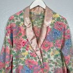 Victoria's Secret Vintage  Women M Pink Floral Double Breasted Pajama Top Satin Photo 3
