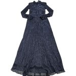 Betsy and Adam Dress Womens 6 Blue Metallic Threaded Front Cutout Gown Formal Photo 1