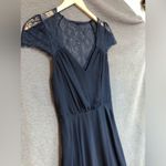 ASOS 4 navy blue chiffon flare skirt, V-neck lace upper shoulders back Photo 2