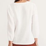 Marine layer  Jamie Banded Collar Top White Cotton Gauze Size Large Photo 2