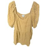 Vila ASOS Textured Puff Sleeve Peplum Short Sleeve Boho Top large best Yellow Photo 2