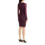 Fuzzi Long Sleeve Mesh Mini Dress Sheer Size XS NWOT Burgundy Purple Photo 2