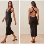 Reformation  Black Knit Ribbed Ashlee Midi Dress Size Large Photo 1