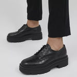 Madden Girl black croc-embossed leather lace-up Platform Oxford Casual Shoe Photo 0