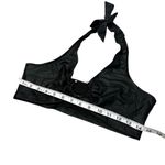 Black Faux Leather Design Halter Top Shirt Metal Hoop Detail Women’s Size Medium Photo 1