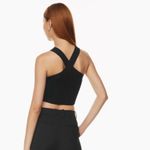Babaton ARITZIA Black Sculpt Knit Criss Cross Cropped Ribbed Tank Top Size XS Photo 1