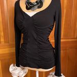 Unique Vintage Vintage Two-Tone Bell-Sleeve Ruched Top. Photo 0