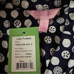 Lilly Pulitzer  NWT Women’s 8 Navy Blue White Squirt Print Lenna Poplin Tie Top Photo 4