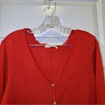 No Comment  Orange-Red Knit V Neck Button Front Top size 1X Photo 2