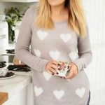 LC Lauren Conrad Gray Heart Print Sweater Photo 9