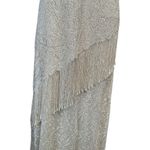 Vtg SL Fashions Cream Gold Lame Sparkly Formal Long Party Dress with Fringe 6 Photo 2