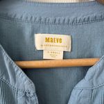 Anthropologie Maeve  Cuffed Popover Shirt Blouse Top Solid Ribbed Sky XS Photo 3